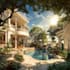 design landscape, home garden, pool, patio, villa landscape