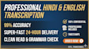 transcribe hindi and english audio and video