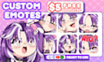draw emotes, twitch emotes, animated emotes, chibi emotes, vtuber for stream