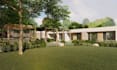 design backyard, landscape, patio, front yard and garden 3d rendering