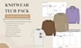 create fashion knitwear tech pack for sweaters cardigans and knitted garments