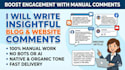 write 10 insightful 80 words blog comment or website comments