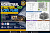 design foundation plan, site plan, structural drawing, mep plan and civil plans