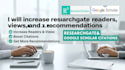 increase researchgate readers, views and recommendations
