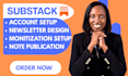 setup substack account monetization note publication substack newsletter