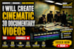 create cinematic 3d documentary videos for youtube channels