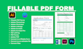 design interactive fillable pdf form, editable invoice template, adobe acrobat