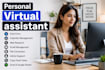 personal virtual assistant admin data entry calendar manager web research adhd