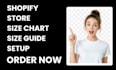 shopify store size chart size guide