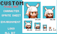 create custom pixel art character sprite sheet  and game environment