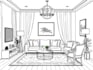 make living room interior sketch, illustration