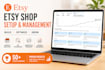 do complete etsy shop setup and SEO optimization