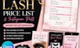 design editable canva lash technician price list and instagram posts