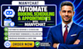 manychat appointment bot, booking automation, scheduling flow setup
