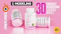 do 3d product modeling supplement bottle, cosmetic rendering skincare packaging