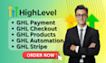 setup ghl payment, checkout, products, automation, stripe