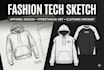 create fashion tech sketch and apparel concept illustration