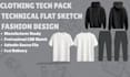 create clothing tech pack, fashion tech pack and technical flat sketch