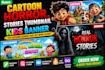 draw youtube cartoon thumbnail horror stories kids banner