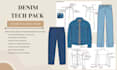 create a denim tech pack and garment specification sheet