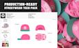 design hat and cap tech pack mockup for manufacturing