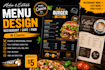 design editable restaurant menu, cafe menu and food flyer in canva