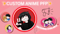 draw cute custom anime pfp and matching icons
