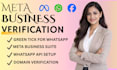 verify meta busines verification whatsapp API fix meta suite domain verification