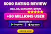 do 5000 app install rating review, mobile app promotion