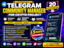be telegram community manager  20 chatters in crypto project, telegram channel