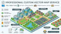 draw a custom vector map of the site plan, office, collage, school