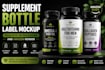 create supplement bottle label mockup, realistic 3d packaging and amazon render