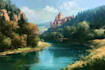 digitally oil painting landscape