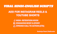 write viral hinglish insta reels, youtube scripts using ai