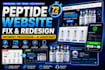 72hrs design peptide website, fix peptide payment processor issues