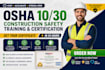 osha 10 30 construction safety training