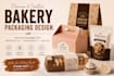 design modern bakery packaging, bread bag and pastry box
