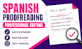 proofread and correct your spanish text professionally as a native speaker