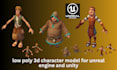 create low poly 3d character model for unreal engine and unity