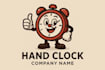 design outstanding hand clock mascot logo with express deliver
