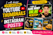 design eye catching youtube thumbnails and instagram posts