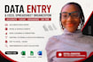 do accurate data entry, excel data cleaning, and formatting