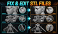 repair stl file, fix mesh errors, split stl file and optimize stl for printing