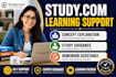 provide study com course guidance and learning support