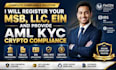 register your msb, llc, ein and provide aml kyc crypto compliance