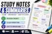 create professional study notes and summaries