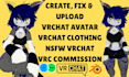 create, fix and upload vrchat avatar model with vrchat clothing and toggles