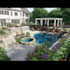 backyard landscape design, pool, garden as a landscape