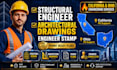 structural engineer, architectural drawing, stamp in california and ohio