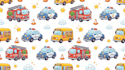 create seamless cartoon vehicle pattern designs